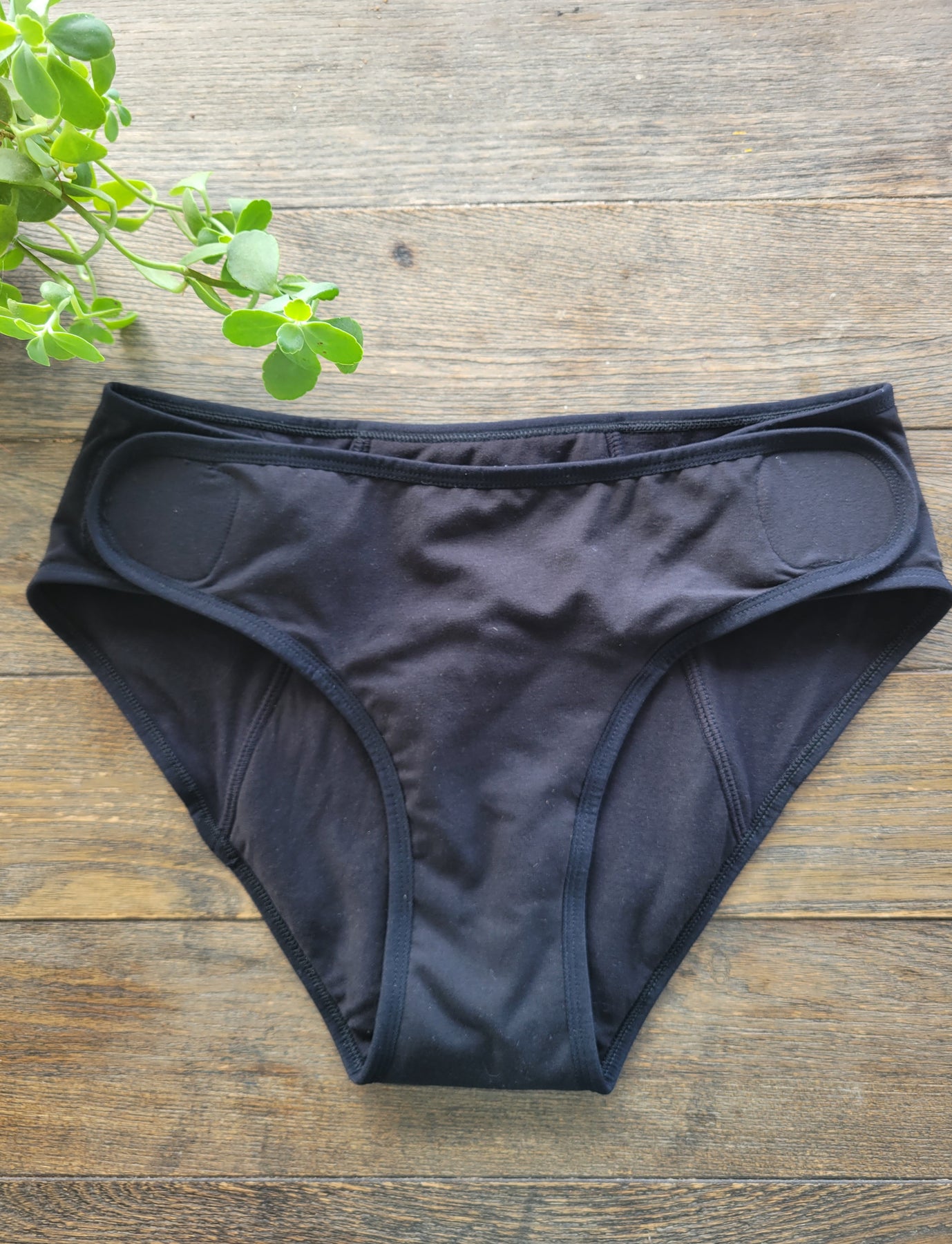 Moisture absorbing underwear with velcro side closures